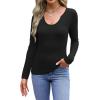 imageWIHOLL Womens Long Sleeve Shirts Basic Casual Tops Fall Fashion Slim Fitted Y2k Tops Clothes 2024Black
