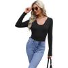imageWIHOLL Womens Long Sleeve Shirts Basic Casual Tops Fall Fashion Slim Fitted Y2k Tops Clothes 2024Black