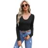 imageWIHOLL Womens Long Sleeve Shirts Basic Casual Tops Fall Fashion Slim Fitted Y2k Tops Clothes 2024Black