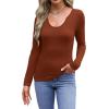 imageWIHOLL Womens Long Sleeve Shirts Basic Casual Tops Fall Fashion Slim Fitted Y2k Tops Clothes 2024Caramel