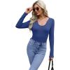 imageWIHOLL Womens Long Sleeve Shirts Basic Casual Tops Fall Fashion Slim Fitted Y2k Tops Clothes 2024Dark Blue