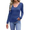 imageWIHOLL Womens Long Sleeve Shirts Basic Casual Tops Fall Fashion Slim Fitted Y2k Tops Clothes 2024Dark Blue
