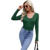 imageWIHOLL Womens Long Sleeve Shirts Basic Casual Tops Fall Fashion Slim Fitted Y2k Tops Clothes 2024Dark Green