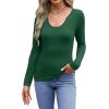 imageWIHOLL Womens Long Sleeve Shirts Basic Casual Tops Fall Fashion Slim Fitted Y2k Tops Clothes 2024Dark Green