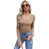 imageWIHOLL Womens Long Sleeve Shirts Basic Casual Tops Fall Fashion Slim Fitted Y2k Tops Clothes 2024Light Khaki