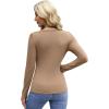 imageWIHOLL Womens Long Sleeve Shirts Basic Casual Tops Fall Fashion Slim Fitted Y2k Tops Clothes 2024Light Khaki