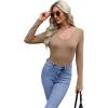 imageWIHOLL Womens Long Sleeve Shirts Basic Casual Tops Fall Fashion Slim Fitted Y2k Tops Clothes 2024Light Khaki