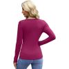 imageWIHOLL Womens Long Sleeve Shirts Basic Casual Tops Fall Fashion Slim Fitted Y2k Tops Clothes 2024Magenta