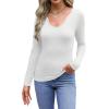 imageWIHOLL Womens Long Sleeve Shirts Basic Casual Tops Fall Fashion Slim Fitted Y2k Tops Clothes 2024White