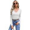 imageWIHOLL Womens Long Sleeve Shirts Basic Casual Tops Fall Fashion Slim Fitted Y2k Tops Clothes 2024White