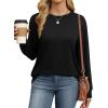 imageWIHOLL Womens Long Sleeve Shirts Loose Fits Fall Outfits Basic Casual Tunic Tops Crewneck ClothesBlack