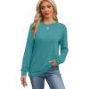 imageWIHOLL Womens Long Sleeve Shirts Loose Fits Fall Outfits Basic Casual Tunic Tops Crewneck ClothesBlue