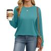 imageWIHOLL Womens Long Sleeve Shirts Loose Fits Fall Outfits Basic Casual Tunic Tops Crewneck ClothesBlue