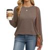 imageWIHOLL Womens Long Sleeve Shirts Loose Fits Fall Outfits Basic Casual Tunic Tops Crewneck ClothesCoffee
