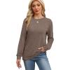 imageWIHOLL Womens Long Sleeve Shirts Loose Fits Fall Outfits Basic Casual Tunic Tops Crewneck ClothesCoffee