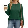 imageWIHOLL Womens Long Sleeve Shirts Loose Fits Fall Outfits Basic Casual Tunic Tops Crewneck ClothesGreen