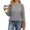 imageWIHOLL Womens Long Sleeve Shirts Loose Fits Fall Outfits Basic Casual Tunic Tops Crewneck ClothesGrey
