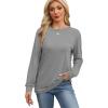 imageWIHOLL Womens Long Sleeve Shirts Loose Fits Fall Outfits Basic Casual Tunic Tops Crewneck ClothesGrey