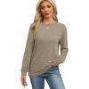 imageWIHOLL Womens Long Sleeve Shirts Loose Fits Fall Outfits Basic Casual Tunic Tops Crewneck ClothesKhaki