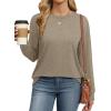 imageWIHOLL Womens Long Sleeve Shirts Loose Fits Fall Outfits Basic Casual Tunic Tops Crewneck ClothesKhaki
