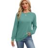 imageWIHOLL Womens Long Sleeve Shirts Loose Fits Fall Outfits Basic Casual Tunic Tops Crewneck ClothesLightgreen