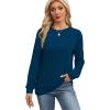 imageWIHOLL Womens Long Sleeve Shirts Loose Fits Fall Outfits Basic Casual Tunic Tops Crewneck ClothesNavy