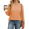 imageWIHOLL Womens Long Sleeve Shirts Loose Fits Fall Outfits Basic Casual Tunic Tops Crewneck ClothesOrange