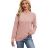 imageWIHOLL Womens Long Sleeve Shirts Loose Fits Fall Outfits Basic Casual Tunic Tops Crewneck ClothesPink