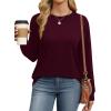 imageWIHOLL Womens Long Sleeve Shirts Loose Fits Fall Outfits Basic Casual Tunic Tops Crewneck ClothesPurple