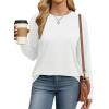 imageWIHOLL Womens Long Sleeve Shirts Loose Fits Fall Outfits Basic Casual Tunic Tops Crewneck ClothesWhite