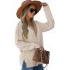 imageWIHOLL Womens Sweaters Lace V Neck Pullover Sweaters Loose Long Sleeve Tops