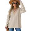 imageWIHOLL Womens Sweaters Lace V Neck Pullover Sweaters Loose Long Sleeve Tops