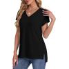 imageWIHOLL Womens Tops Basic Summer V Neck T Shirts Short Sleeve Dressy Casual Loose Fit Cute Tee Clothes Trendy Fashion Outfits0black