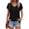 imageWIHOLL Womens Tops Basic Summer V Neck T Shirts Short Sleeve Dressy Casual Loose Fit Cute Tee Clothes Trendy Fashion Outfits0black