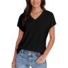 imageWIHOLL Womens Tops Basic Summer V Neck T Shirts Short Sleeve Dressy Casual Loose Fit Cute Tee Clothes Trendy Fashion Outfits0black