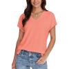 imageWIHOLL Womens Tops Basic Summer V Neck T Shirts Short Sleeve Dressy Casual Loose Fit Cute Tee Clothes Trendy Fashion Outfits0coral