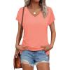 imageWIHOLL Womens Tops Basic Summer V Neck T Shirts Short Sleeve Dressy Casual Loose Fit Cute Tee Clothes Trendy Fashion Outfits0coral