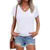 imageWIHOLL Womens Tops Basic Summer V Neck T Shirts Short Sleeve Dressy Casual Loose Fit Cute Tee Clothes Trendy Fashion Outfits0white