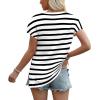 imageWIHOLL Womens Tops Basic Summer V Neck T Shirts Short Sleeve Dressy Casual Loose Fit Cute Tee Clothes Trendy Fashion Outfits1black Stripe
