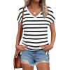 imageWIHOLL Womens Tops Basic Summer V Neck T Shirts Short Sleeve Dressy Casual Loose Fit Cute Tee Clothes Trendy Fashion Outfits1black Stripe