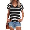 imageWIHOLL Womens Tops Basic Summer V Neck T Shirts Short Sleeve Dressy Casual Loose Fit Cute Tee Clothes Trendy Fashion Outfits1white Stripe