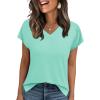 imageWIHOLL Womens Tops Basic Summer V Neck T Shirts Short Sleeve Dressy Casual Loose Fit Cute Tee Clothes Trendy Fashion Outfits2aqua