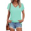 imageWIHOLL Womens Tops Basic Summer V Neck T Shirts Short Sleeve Dressy Casual Loose Fit Cute Tee Clothes Trendy Fashion Outfits2aqua