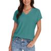 imageWIHOLL Womens Tops Basic Summer V Neck T Shirts Short Sleeve Dressy Casual Loose Fit Cute Tee Clothes Trendy Fashion Outfits2turquoise