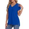 imageWIHOLL Womens Tops Basic Summer V Neck T Shirts Short Sleeve Dressy Casual Loose Fit Cute Tee Clothes Trendy Fashion Outfits3blue