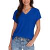 imageWIHOLL Womens Tops Basic Summer V Neck T Shirts Short Sleeve Dressy Casual Loose Fit Cute Tee Clothes Trendy Fashion Outfits3blue