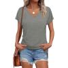 imageWIHOLL Womens Tops Basic Summer V Neck T Shirts Short Sleeve Dressy Casual Loose Fit Cute Tee Clothes Trendy Fashion Outfits3grey