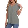 imageWIHOLL Womens Tops Basic Summer V Neck T Shirts Short Sleeve Dressy Casual Loose Fit Cute Tee Clothes Trendy Fashion Outfits3grey