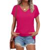 imageWIHOLL Womens Tops Basic Summer V Neck T Shirts Short Sleeve Dressy Casual Loose Fit Cute Tee Clothes Trendy Fashion Outfits3hot Pink