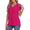 imageWIHOLL Womens Tops Basic Summer V Neck T Shirts Short Sleeve Dressy Casual Loose Fit Cute Tee Clothes Trendy Fashion Outfits3hot Pink